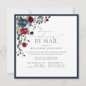Elegant Navy Blue Burgundy Botanical Shower Mail Kaart (Voorkant)