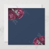 Elegant Navy Blue Burgundy Red Floral Peonies Kaart (Achterkant)