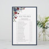 Elegant Navy Blue Burgundy Vrijgezellenfeest Game (Staand voorkant)