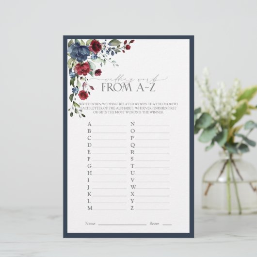 Elegant Navy Blue Burgundy Vrijgezellenfeest Game (Staand voorkant)