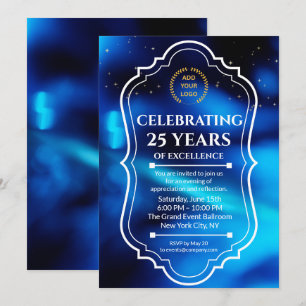 Elegant Navy Blue Business Jubileum Uitnodiging