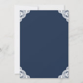 Elegant Navy Blue Cake en Lace Bridal Tea Party Kaart (Achterkant)
