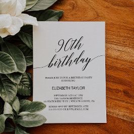 Elegant Navy Blue Calligraphy 90th Birthday Kaart