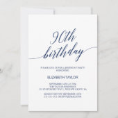 Elegant Navy Blue Calligraphy 90th Birthday Kaart (Voorkant)