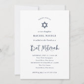 Elegant Navy Blue Calligraphy | Bat Mitzvah Kaart (Voorkant)