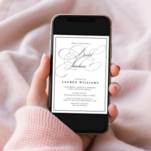 Elegant Navy Blue Calligraphy Bridal Luncheon Kaart