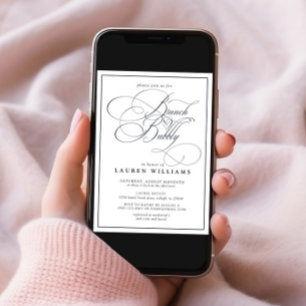 Elegant Navy Blue Calligraphy Brunch & Bubble Kaart