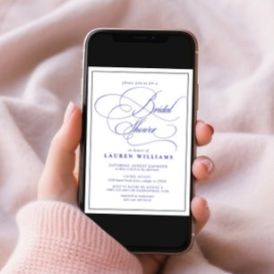 Elegant Navy Blue Calligraphy Formele Vrijgezellen Kaart