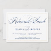 Elegant Navy Blue Calligraphy Rehearsal Lunch Kaart (Voorkant)