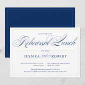 Elegant Navy Blue Calligraphy Rehearsal Lunch Kaart (Voorkant / Achterkant)