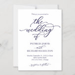 Elegant Navy Blue Calligraphy Wedding Invitation Magnetische Uitnodiging<br><div class="desc">Elegant Navy Blue Calligraphy Wedding Invitation</div>