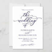 Elegant Navy Blue Calligraphy Wedding Invitation Magnetische Uitnodiging (Voorkant)