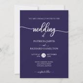 Elegant Navy Blue Calligraphy Wedding Kaart (Voorkant)