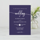 Elegant Navy Blue Calligraphy Wedding Kaart (Staand voorkant)