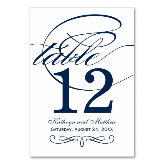 Elegant Navy Blue Calligraphy Wedding Kaart (Voorkant)
