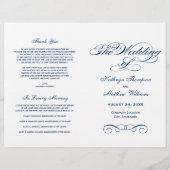 Elegant Navy Blue Calligraphy Wedding Programs (Voorkant)