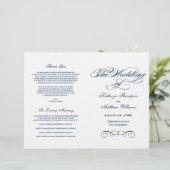 Elegant Navy Blue Calligraphy Wedding Programs (Staand voorkant)