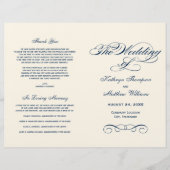 Elegant Navy Blue Calligraphy Wedding Programs (Voorkant)