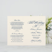 Elegant Navy Blue Calligraphy Wedding Programs (Staand voorkant)