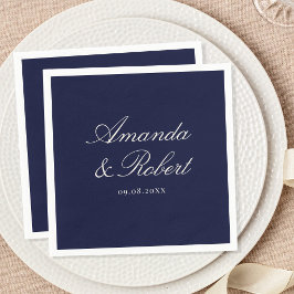 Elegant Navy Blue Calligraphy Wedding Servet