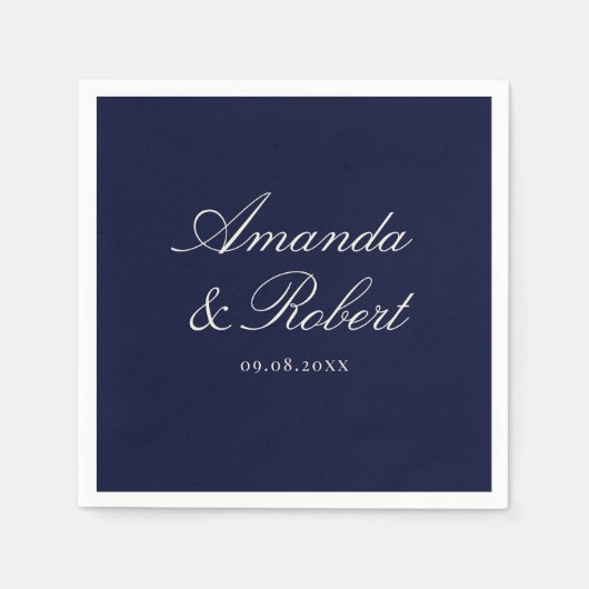 Elegant Navy Blue Calligraphy Wedding Servet (Voorkant)