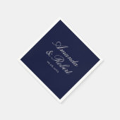Elegant Navy Blue Calligraphy Wedding Servet (Hoek)