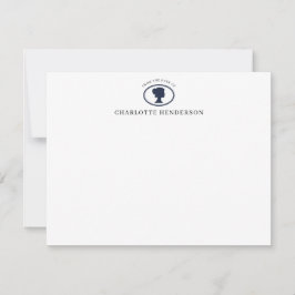 Elegant Navy Blue Cameo From The Desk Of Custom Notitiekaartje