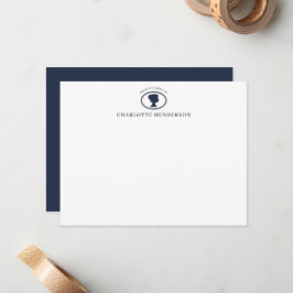 Elegant Navy Blue Cameo From The Desk Of Custom Notitiekaartje