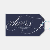Elegant Navy Blue Cheers Wijnfles Labels Cadeaulabel (Voorkant (Horizontaal))