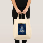 Elegant Navy Blue Christmas Tree Monogram Tote Bag (Voorkant (product))