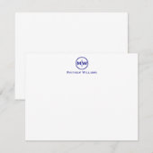 Elegant Navy Blue Circle Two Monogram Initiaal Notitiekaartje (Voorkant / Achterkant)