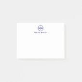 Elegant Navy Blue Circle Two Monogram Initiaal Post-it® Notes (Voorkant)