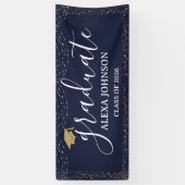 Elegant Navy Blue Class Of 2026 Graduate Spandoek (Verticaal)