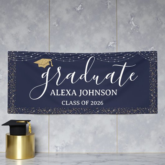 Elegant Navy Blue Class Of 2026 Graduate Spandoek