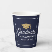 Elegant Navy Blue Class Of 2026 Graduation Papieren Bekers (Achterkant)