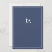 Elegant Navy Blue Classic Initialen Bruiloft Kaart (Achterkant)
