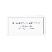 Elegant Navy Blue Classic Script Etiket (Voorkant)