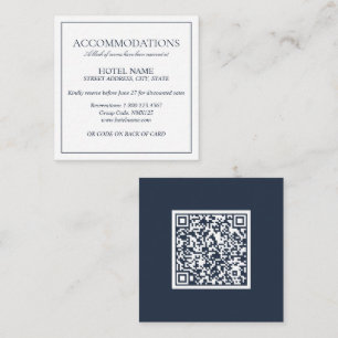 Elegant Navy Blue Classic Script QR Code Weddensch Informatiekaartje