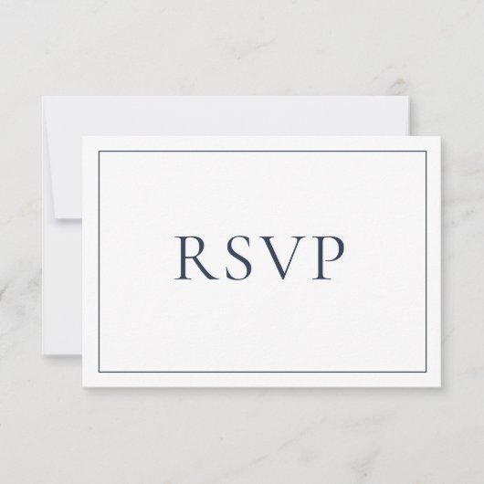 Elegant Navy Blue Classic Script RSVP (Voorkant)