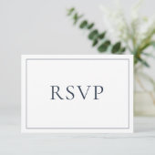 Elegant Navy Blue Classic Script RSVP (Staand voorkant)