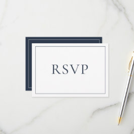 Elegant Navy Blue Classic Script RSVP Kaartje