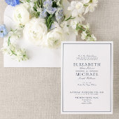 Elegant Navy Blue Classic Script Weddenschap Kaart