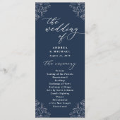Elegant Navy Blue  Classic Wedding Programs Programmakaart (Voorkant)