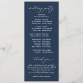 Elegant Navy Blue  Classic Wedding Programs Programmakaart (Achterkant)