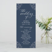 Elegant Navy Blue  Classic Wedding Programs Programmakaart (Staand voorkant)