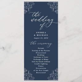 Elegant Navy Blue  Classic Wedding Programs Programmakaart