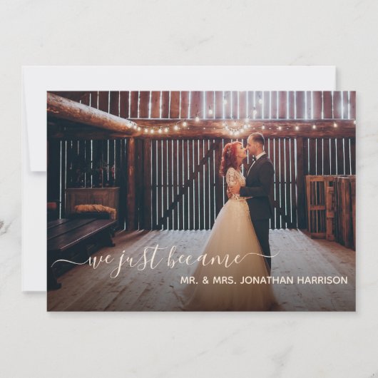 Elegant Navy Blue Coral Floral Foto gewoon getrouw Aankondiging (Voorkant)