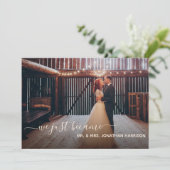 Elegant Navy Blue Coral Floral Foto gewoon getrouw Aankondiging (Staand voorkant)