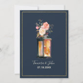 Elegant Navy Blue Coral Floral Gold Lights Kaart (Achterkant)