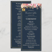 Elegant Navy Blue Coral Lights Wedding Programme Kaart (Voorkant / Achterkant)